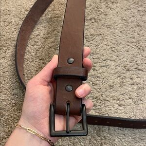 Classic Brown Leather Belt with Black Buckle